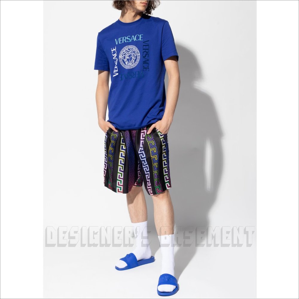 VERSACE men 41 EU - 8 US Royal Blue Rubber Medusa head FLIP-FLOP slide sandals - Picture 8 of 11